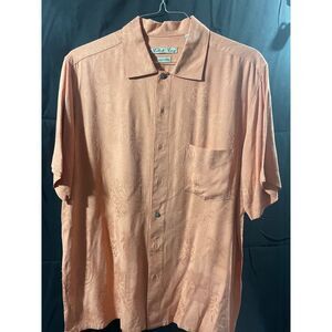 Batik Bay Mens Shirt Large Orange Hawaiian Short Sleeve Button Up Collared Pocke